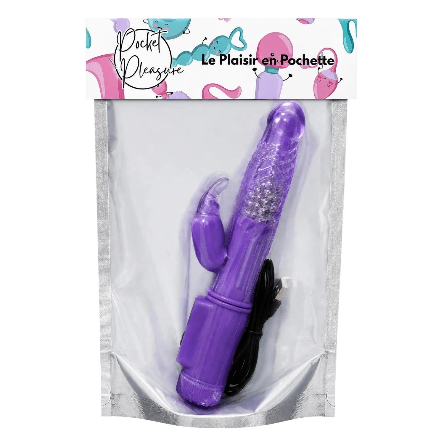 Vibromasseur Rabbit Violet Stimulation Point G Clitoris 36 Modes USB Rechargeable