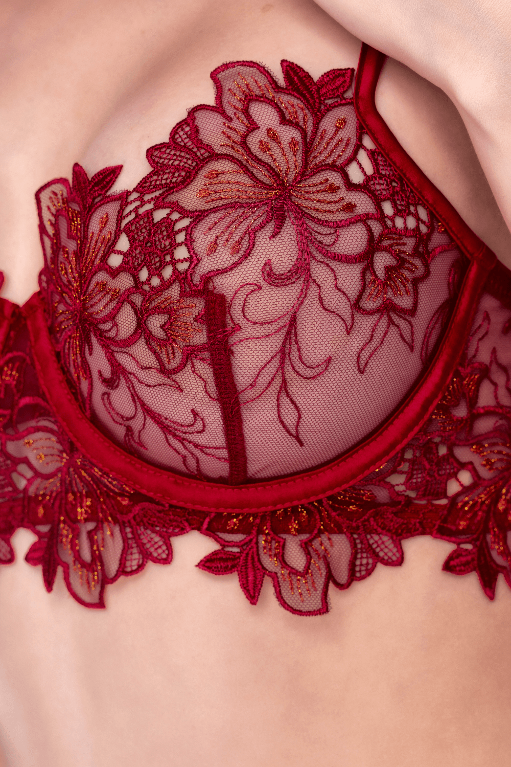 Ensemble 2 pièces en dentelle brodée bois de rose - Mapalé