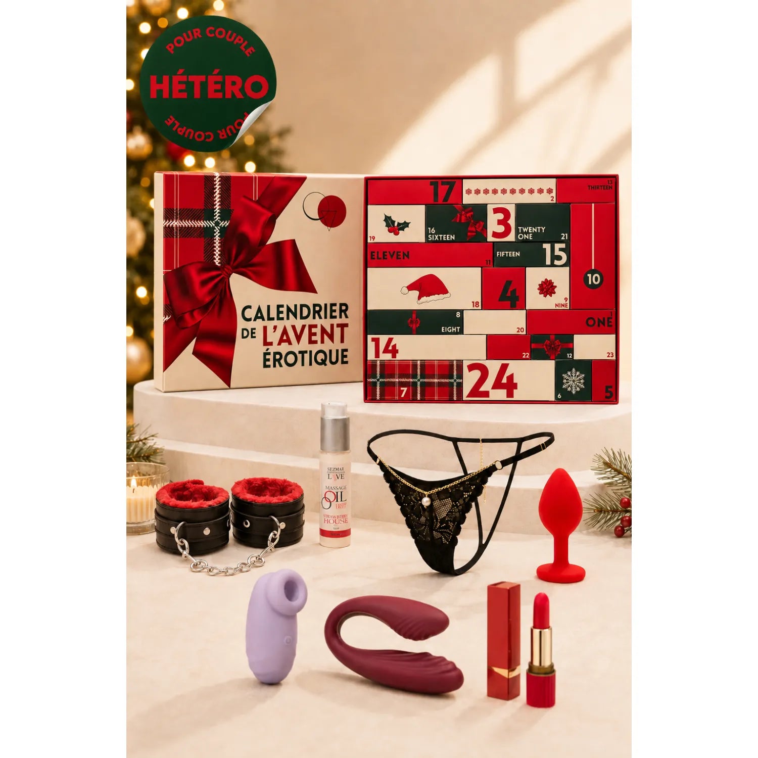 Calendrier de l'Avent érotique cadeaux Noël 24 surprises sextoys couple