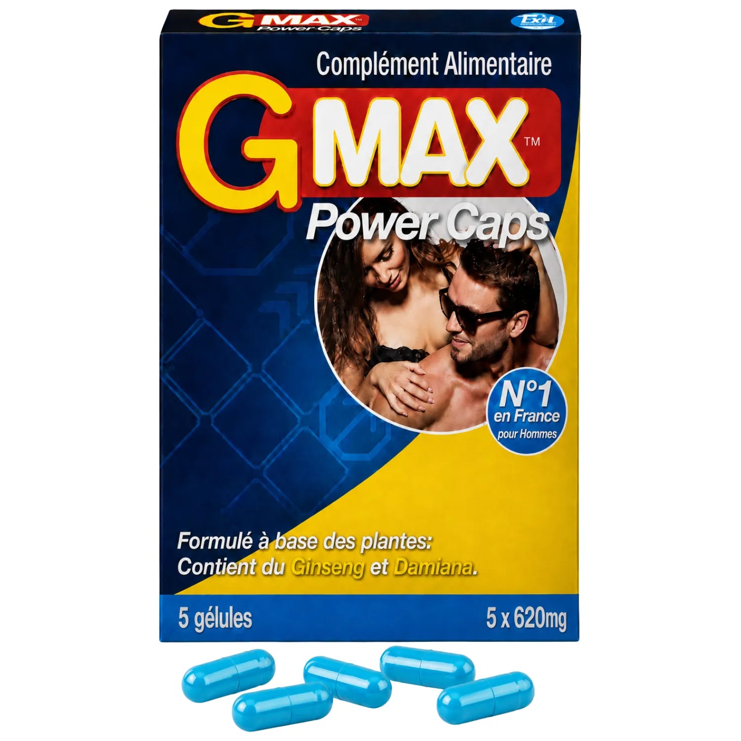 G-MAX Power Caps complément alimentaire ginseng damiana vitalité masculine libido boost