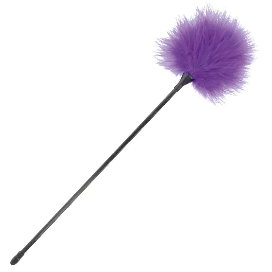 Accessoire Plumes Chatouilles Lilas Douces Légères 42cm Poignée Ergonomique Sensations Sensuelles Préliminaires Débutants Expérimentés Qualité Confort Sécurité Élégance