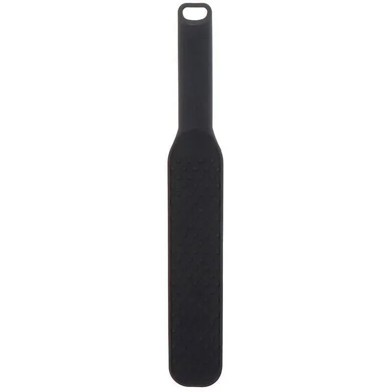 Paddle BDSM en silicone noir avec pointes, 35cm, pour sensations intenses, durable et hygiénique, facile à nettoyer.