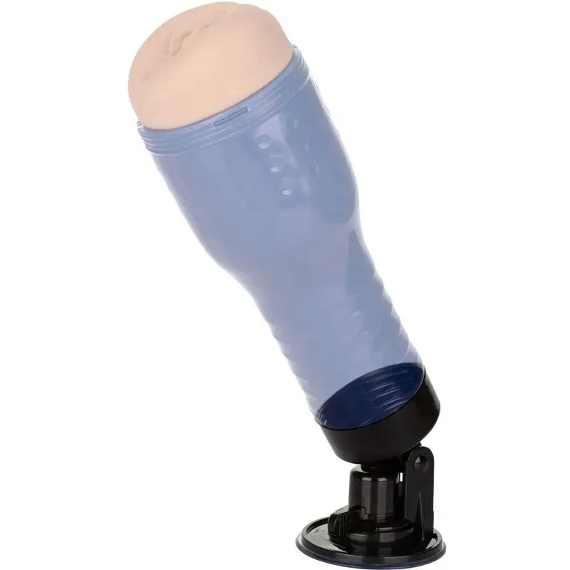 Accessoire d'aspiration ventouse noir et bleu pour masturbateurs, fixation solide, silicone antidérapant, étanche.