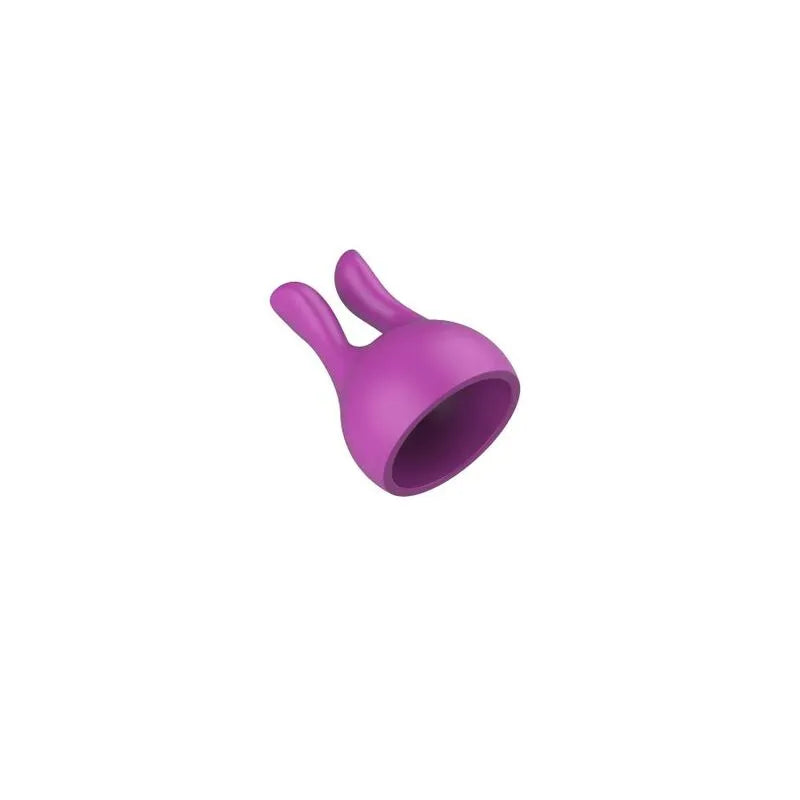 Accessoire silicone violet pour vibromasseur, forme arrondie avec deux extensions, compatible XOCOON, stimulation couple.