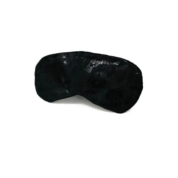Masque BDSM en satin noir élégant, doux et confortable, idéal pour jeux intimes raffinés et sophistiqués.