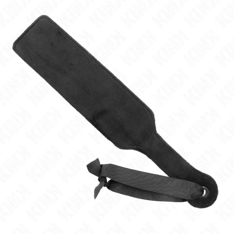 Accessoire BDSM luxe, pagaie en cuir noir, ergonomique, durable, élégante, pour séances sensuelles et raffinées.