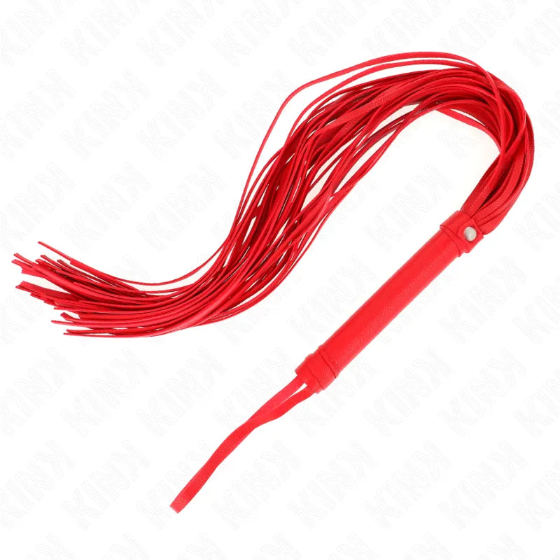Cravache rouge en cuir, design élégant et ergonomique, accessoire BDSM haut de gamme pour expériences sensuelles.