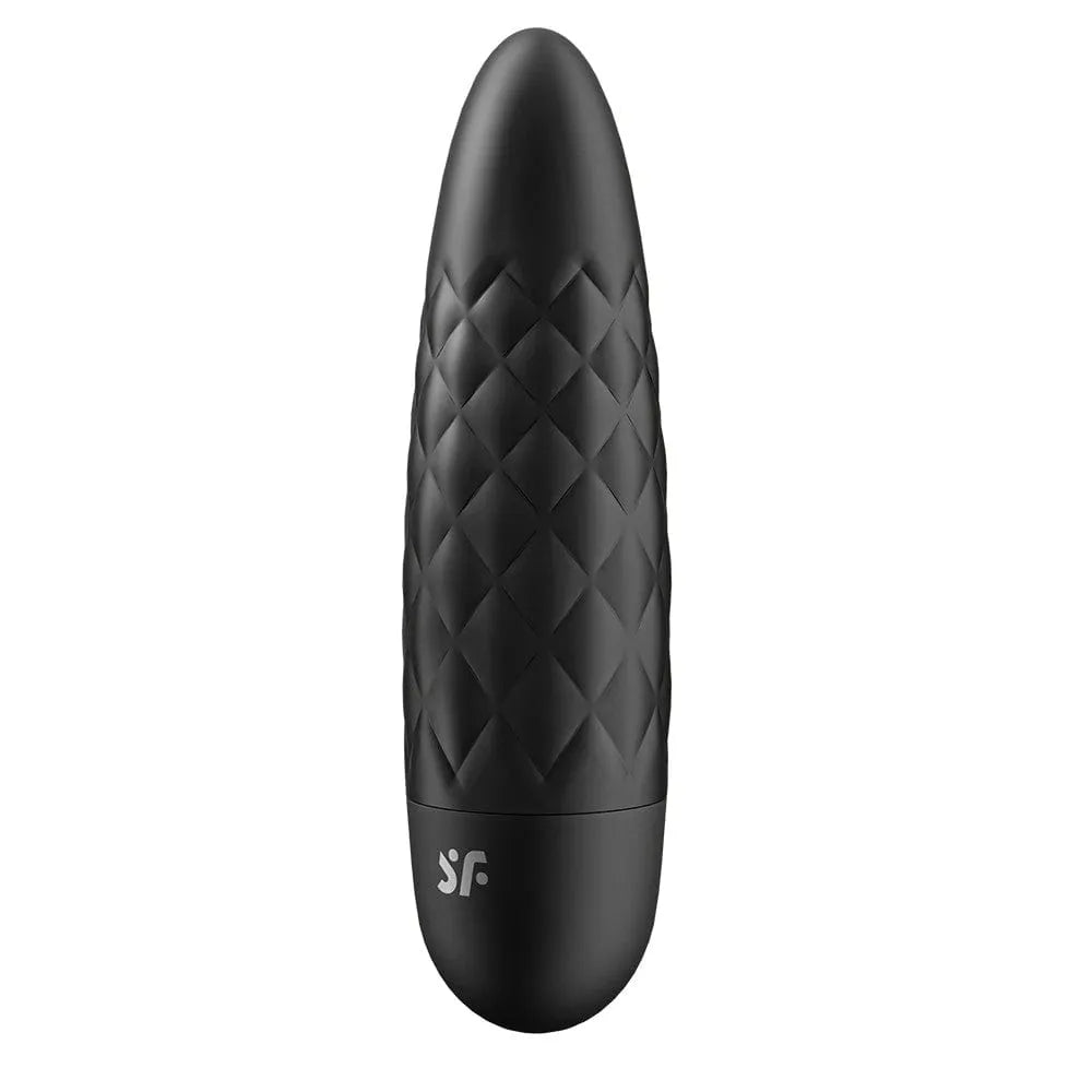 Vibromasseur noir USB Ultra Power Bullet 5 en silicone biocompatible, waterproof, silencieux, strié pour stimulation intense.