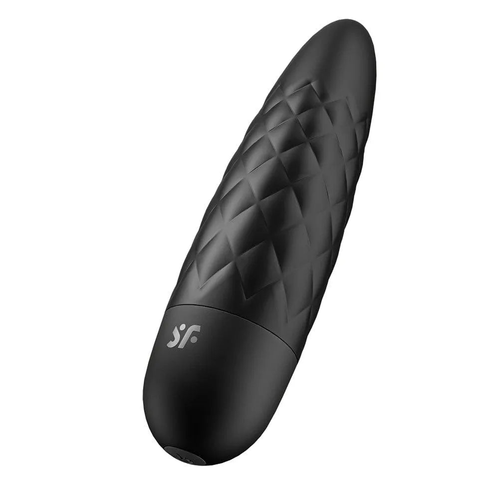 Vibromasseur noir USB Ultra Power Bullet 5 en silicone biocompatible, waterproof IPX7, puissant et silencieux.