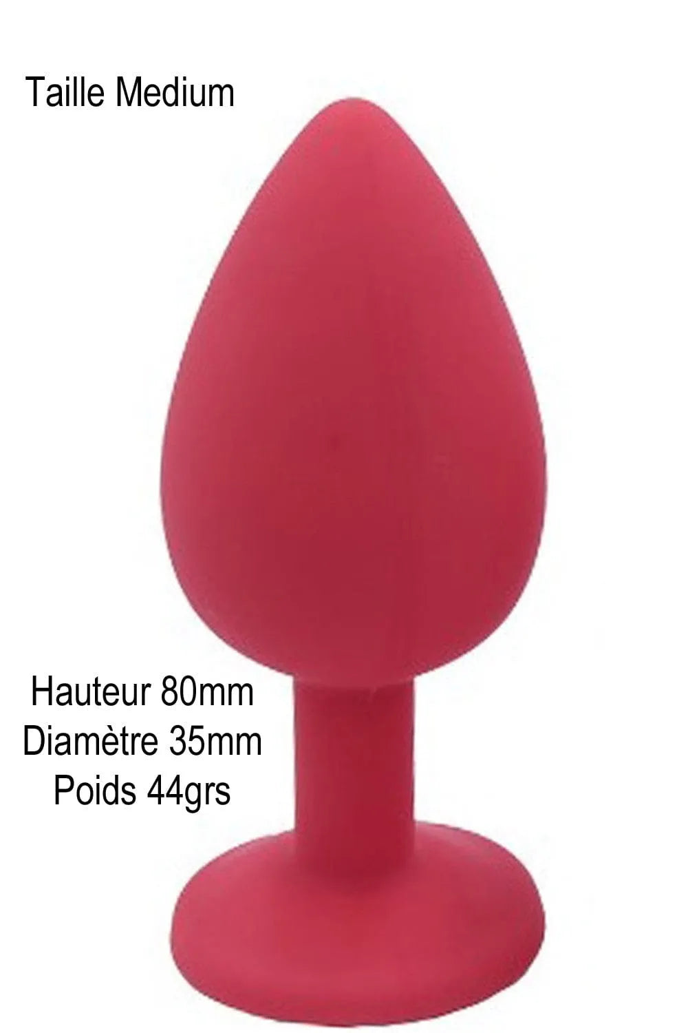 Bouchon anal silicone rouge, bijou cristal, hauteur 8cm, diamètre 3.5cm, poids 44g, élégance et douceur.