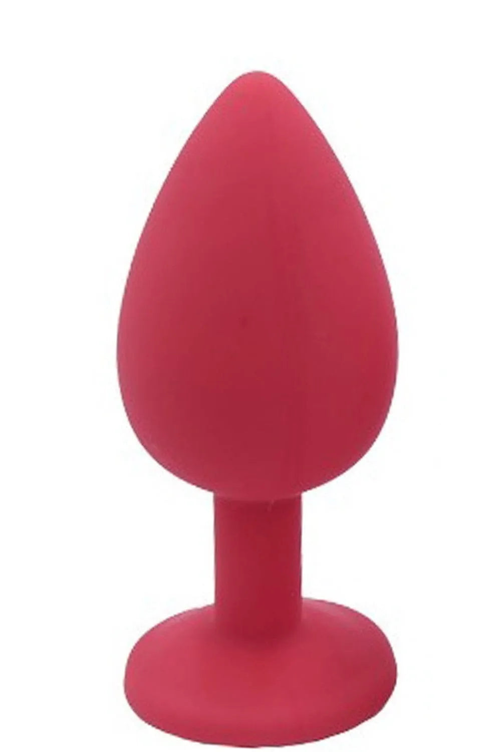 Bouchon anal rouge en silicone médical avec bijou cristal, hauteur 8cm, diamètre 3.5cm, poids 44g, élégant et doux.