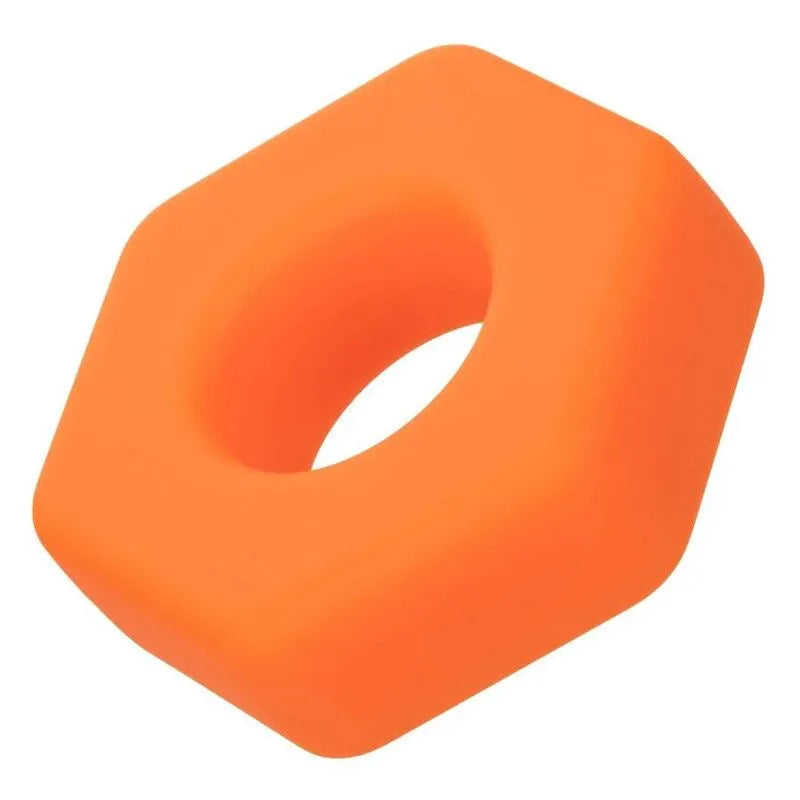 Anneau pénien orange en silicone liquide, extensible et doux, pour prolongation érection, imperméable et discret.
