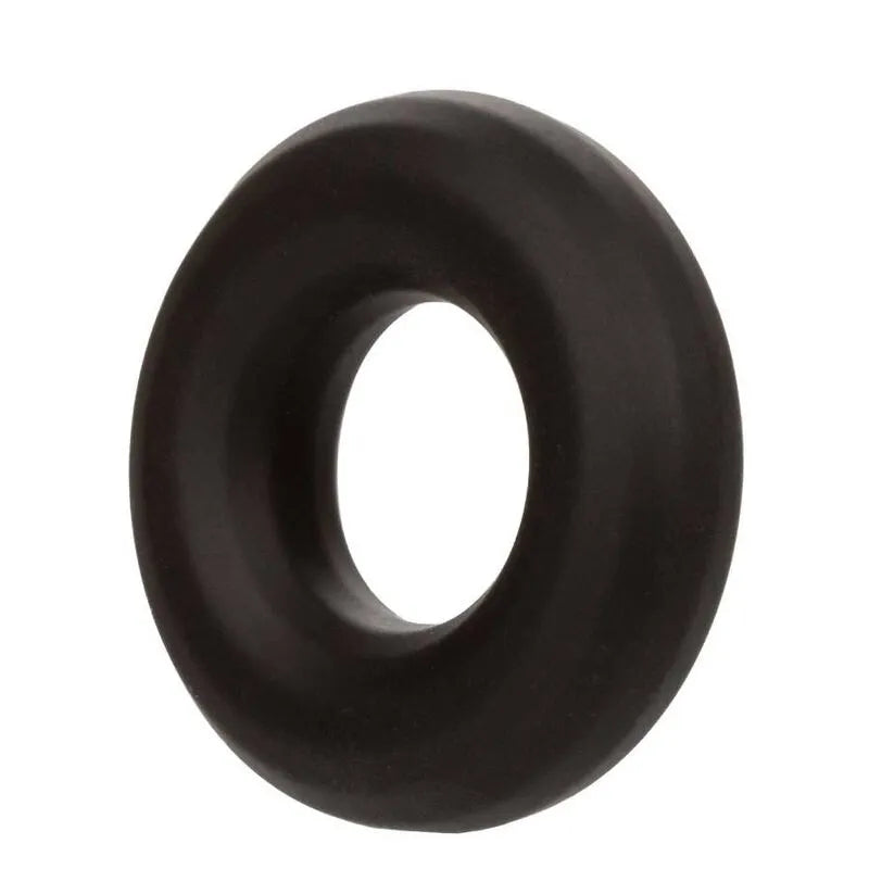 Anneau prolongation silicone noir, lisse, extensible, sans couture, durable, hypoallergénique, pour confort intime optimal.