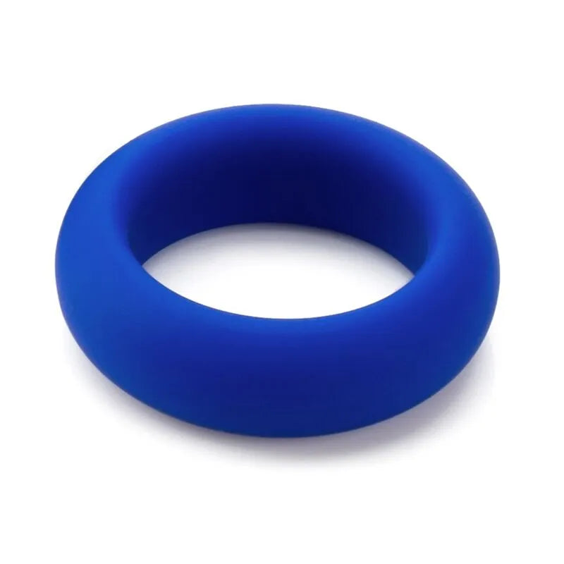 Anneau en silicone bleu, amélioration érections, confort antidérapant, performance intime, retardation éjaculation.