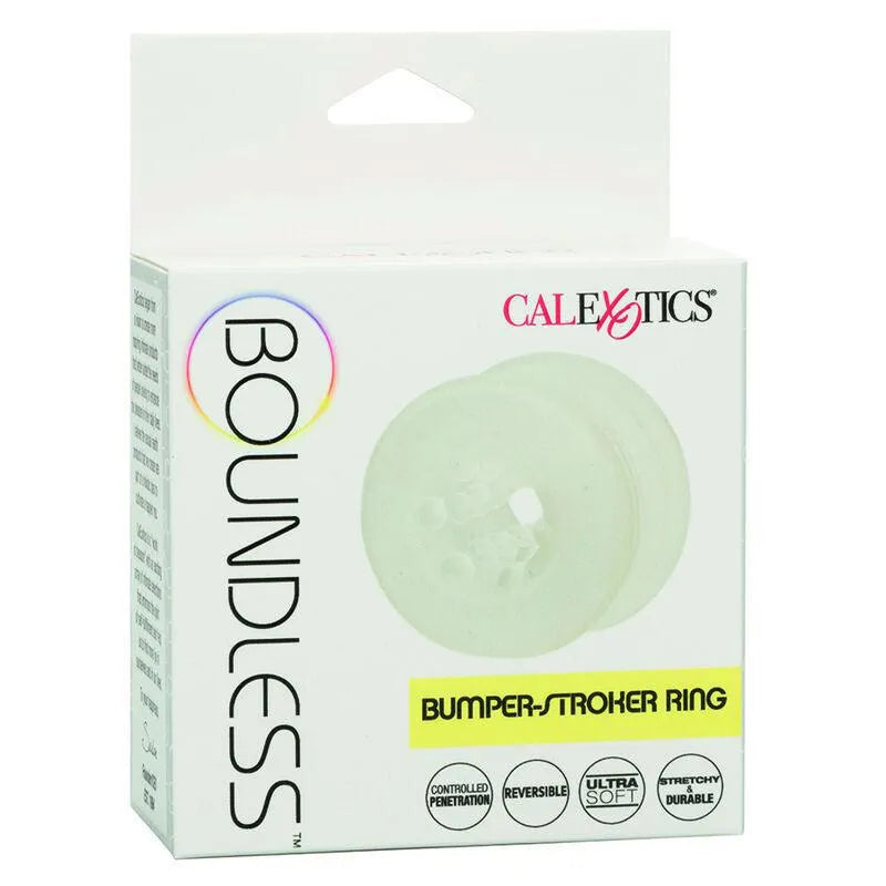 Anneau intime silicone blanc texturé, extensible, ajustable, sans phtalates, dans un emballage moderne et discret.