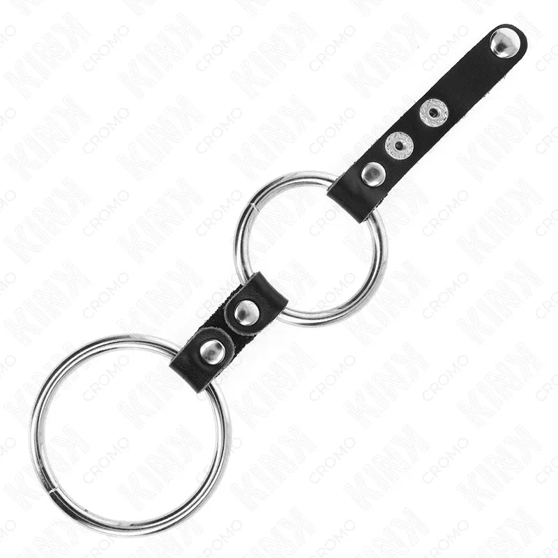 Anneau pénien BDSM cuir noir ajustable avec boutons-pression, design élégant et durable pour confort et contrôle optimal.