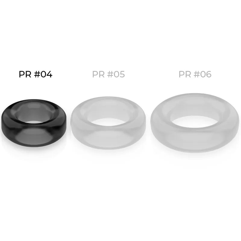 Anneaux péniens hypoallergéniques TPE noirs et translucides, ergonomiques, pour érection prolongée et confort optimal.