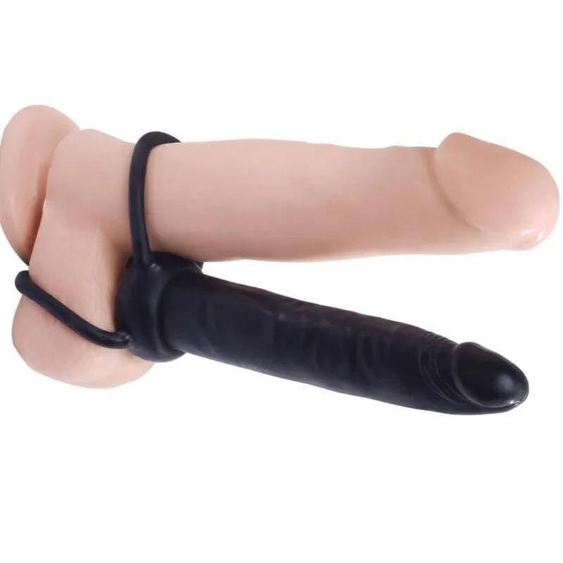 anneau pénien silicone double endurance fermeté confort testicules enveloppant gode souple pointe conique pénétration facile sensations intenses