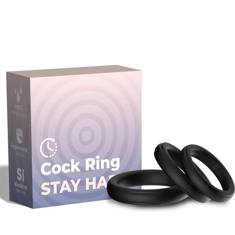 Anneau pénien silicone médical ergonomique haut gamme endurance prolongée fermeté accrue stimulation sensuelle confort sécurité extensible triple points