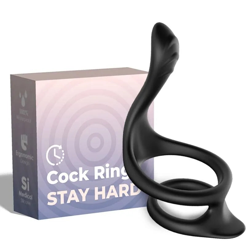 Anneau pénien ergonomique silicone médical extensible double pression maîtrisée testiculaire stimulation confort sécurité endurance érection ajustement précis Armony