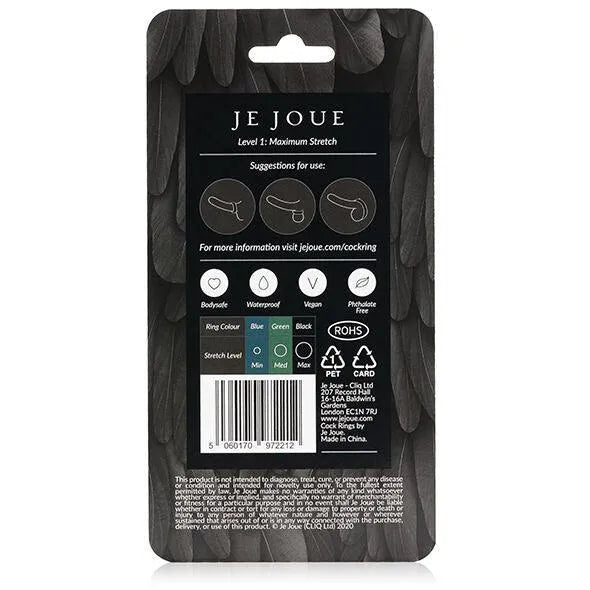 Anneau pénien silicone noir extensible, antidérapant, hypoallergénique, pour érection et orgasme prolongés.