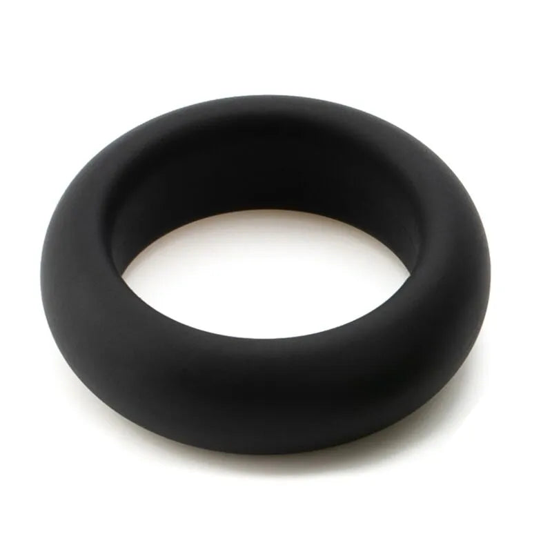 Anneau pénien silicone noir, extensible, antidérapant, doux, forme circulaire, confort optimal, amélioration érection.