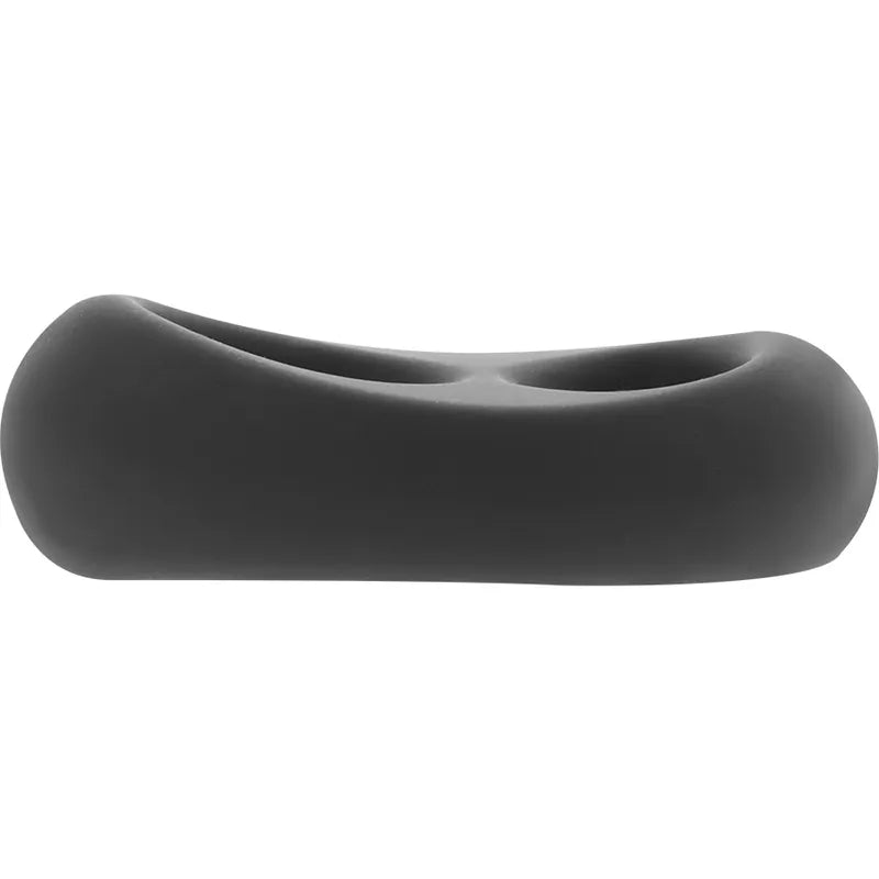 Anneau pénien silicone noir hypoallergénique, forme ergonomique, maintien scrotum, extensible, compatible lubrifiant.