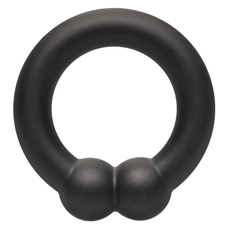 Anneau pénien noir en silicone liquide, ultra-extensible, doux, sans soudure, pour confort et intensification des sensations.