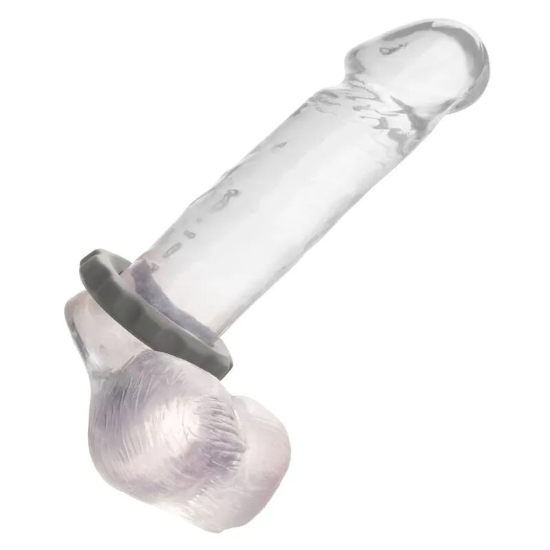 Anneau pénien silicone liquide transparent extensible, perlé, imperméable, pour confort et endurance accrue.