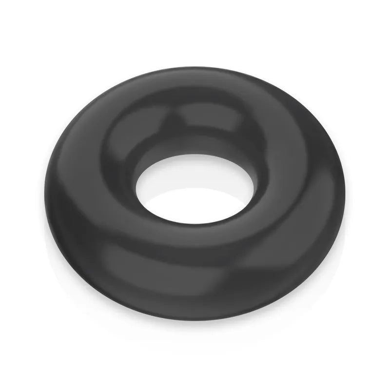 Anneau pénien noir en silicone médical, forme circulaire, surface lisse, pour érection ferme et durable.