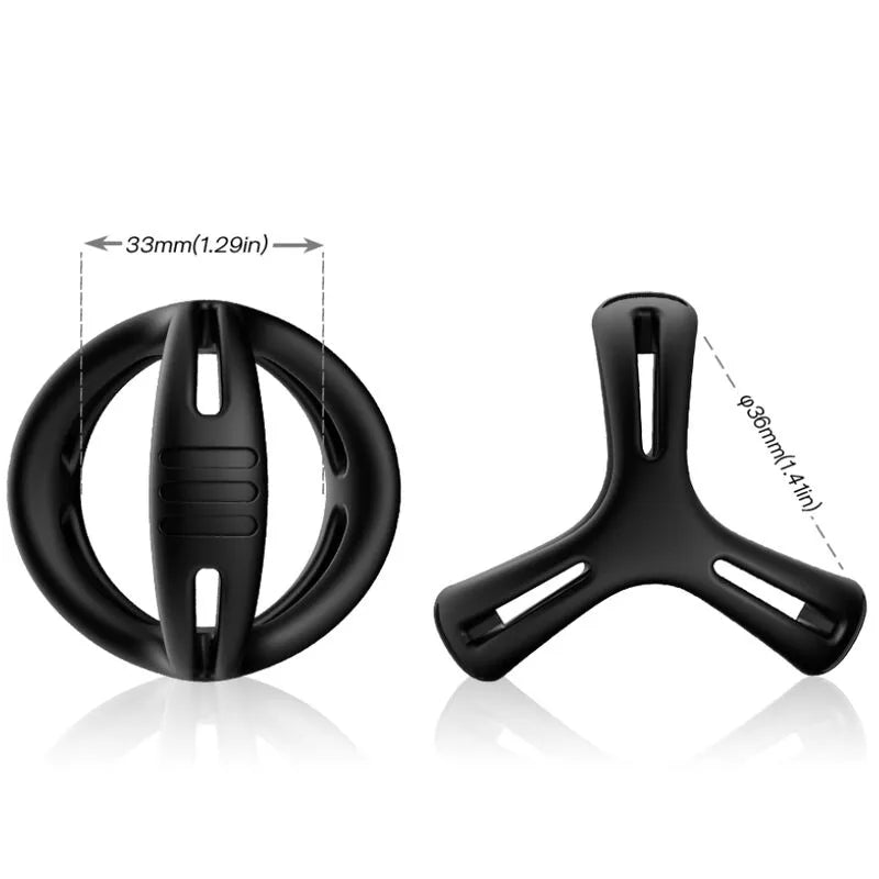 Anneau pénien ARMONY en silicone noir, ajustable, ergonomique, double fixation pour stimulation intense et confort.