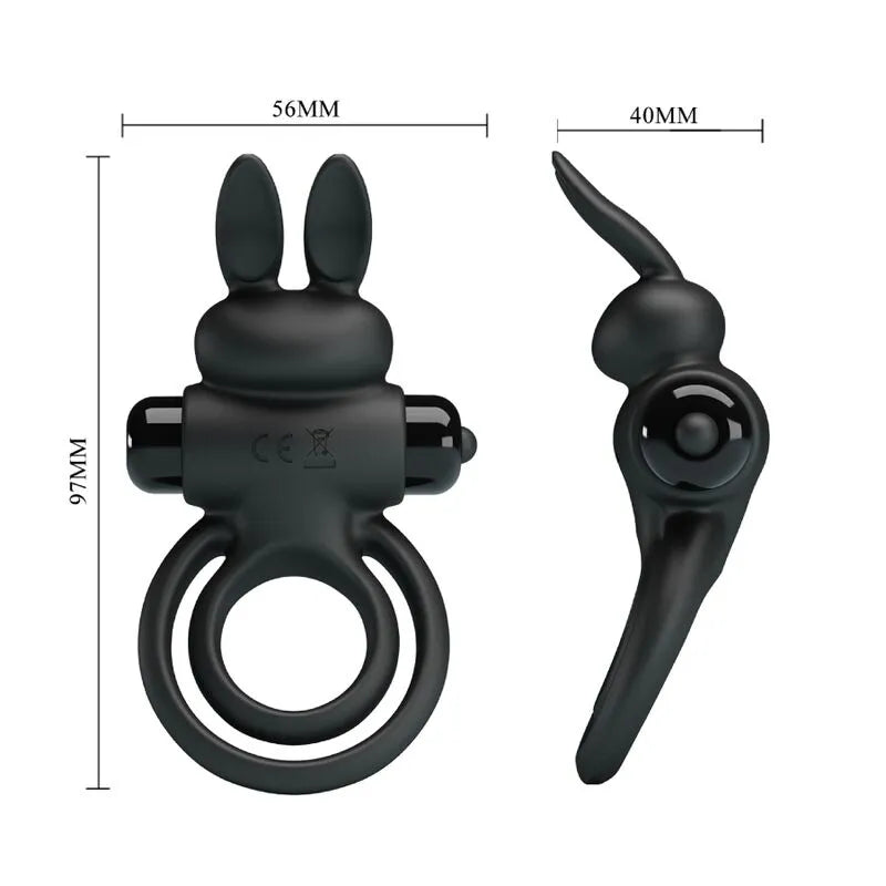 Anneau pénien noir silicone vibrant, design ergonomique, stimulation clitoridienne, dix modes, hypoallergénique.