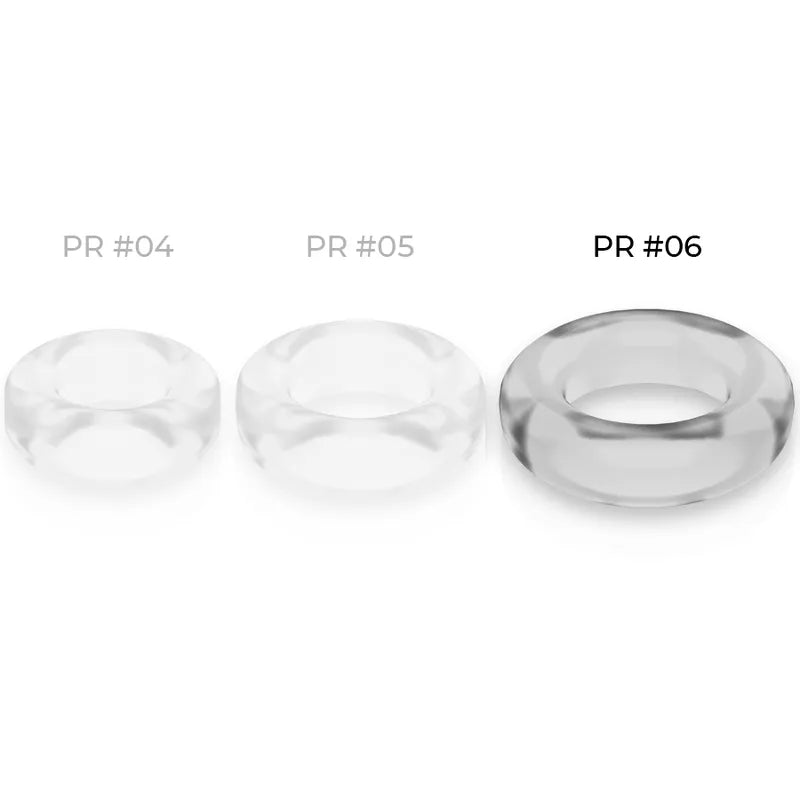 Anneaux péniens transparents TPE hypoallergénique, tailles variées, confort ergonomique, pour peau sensible et durabilité.
