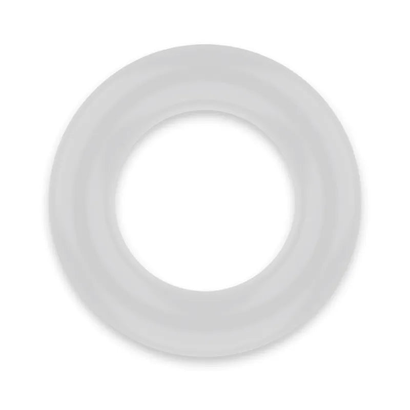 Anneau pénien hypoallergénique TPE blanc, forme circulaire, compression homogène, confort et sécurité optimisés.