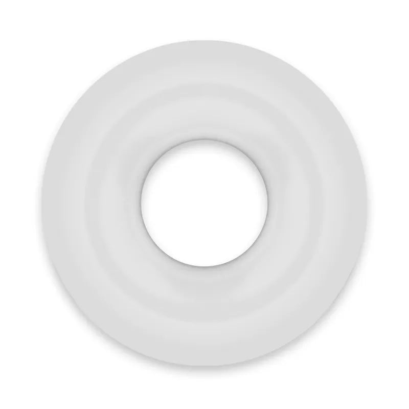 Anneau pénien gris clair TPE hypoallergénique, souple et ergonomique, pour érection renforcée et confort optimal.