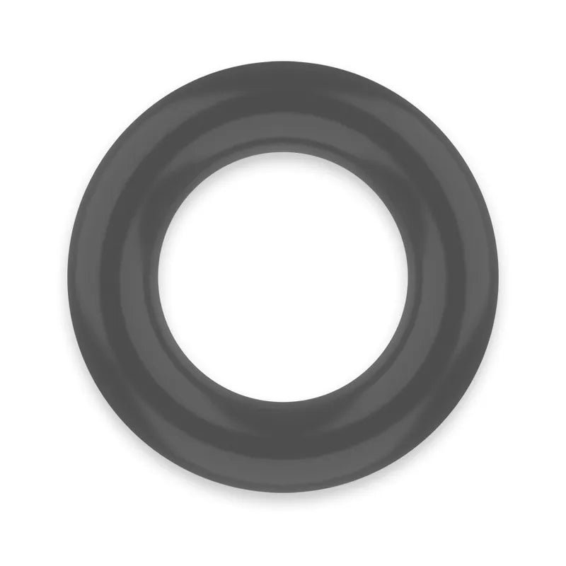 Anneau pénien noir hypoallergénique TPE, forme circulaire, doux et résistant, pour confort et performance prolongée.
