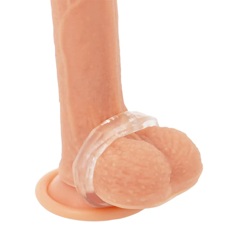 Anneau pénien transparent en TPE hypoallergénique, forme circulaire, compression uniforme pour érections prolongées.