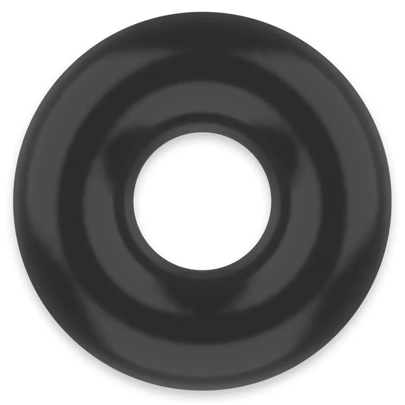 Anneau pénien noir hypoallergénique en TPE, forme circulaire, confort et sécurité pour peau sensible, performance prolongée.