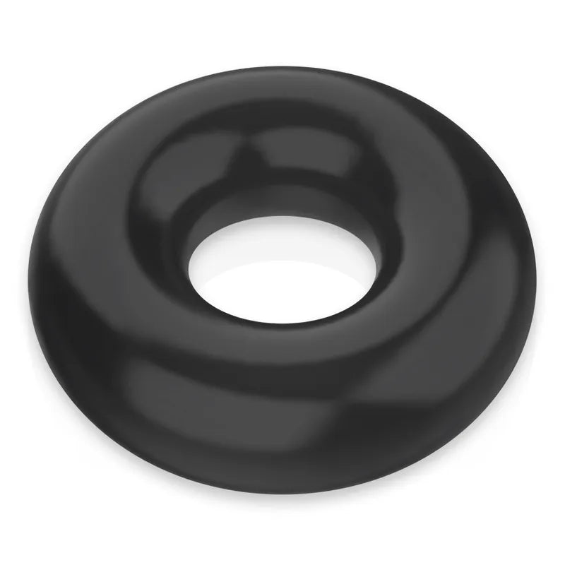 Anneau pénien noir hypoallergénique en TPE, forme circulaire, pour performance prolongée et confort optimal.