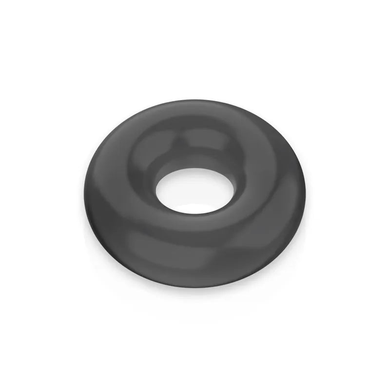 Anneau pénien noir TPE hypoallergénique, forme circulaire, flexible et extensible, pour confort et maintien érection.