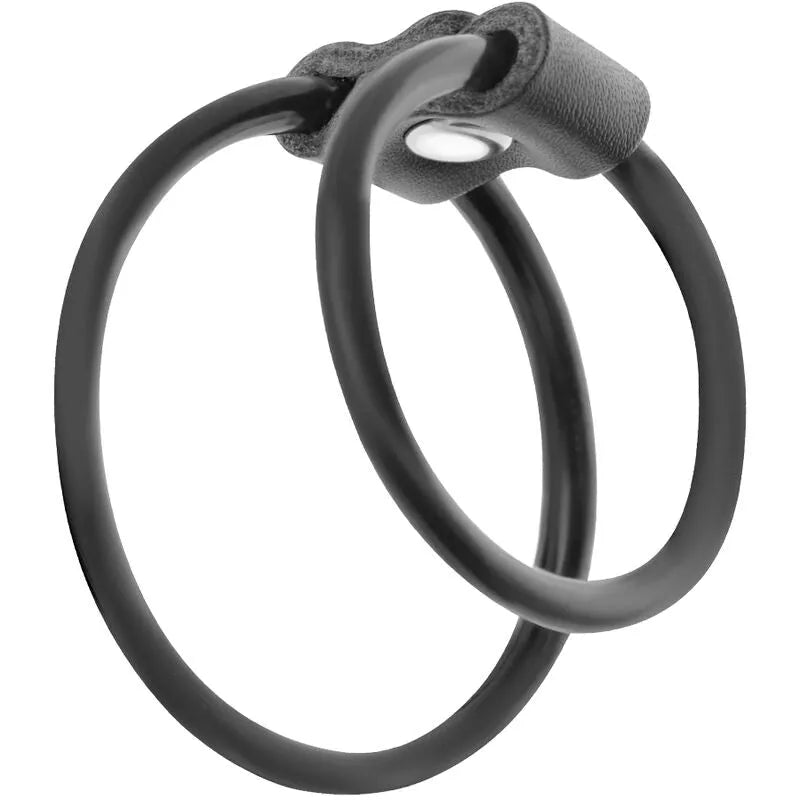 Anneau pénien noir en TPR hypoallergénique, double cerclage, souple et durable, idéal pour BDSM et prolongation des sensat...