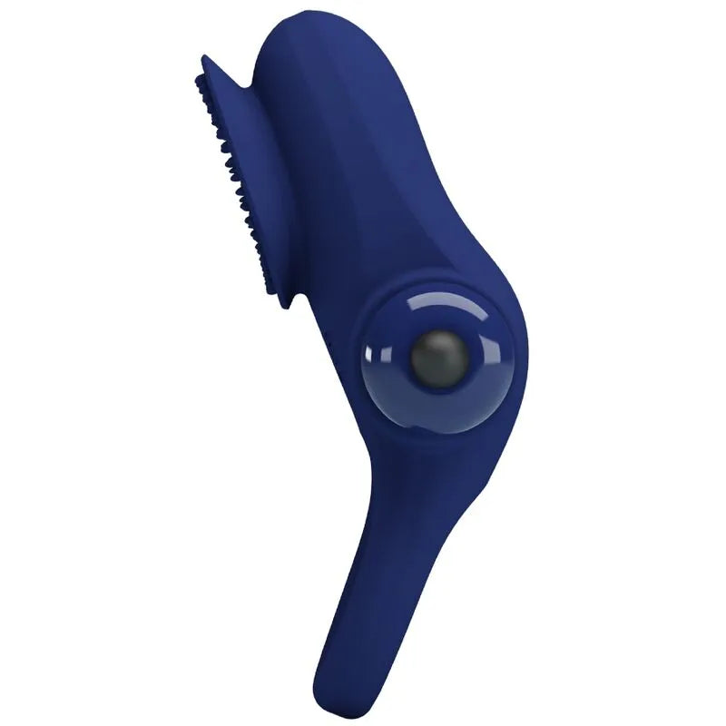 Anneau pénien vibrant bleu en silicone ergonomique, doux, avec stimulation et dix modes de vibrations pour couple.