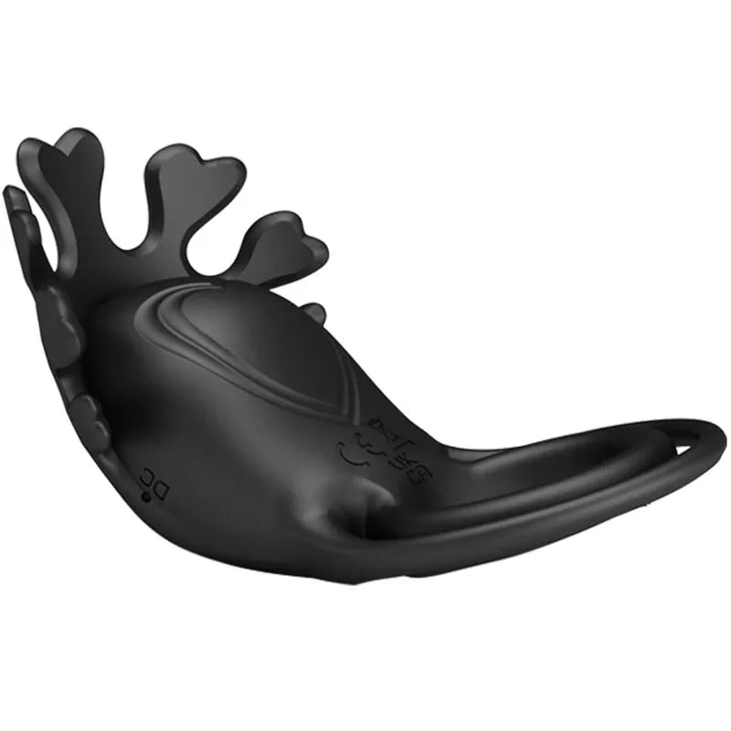 Anneau pénien vibrant noir en silicone, design double, ergonomique, rechargeable, sept modes de vibration, étanche.