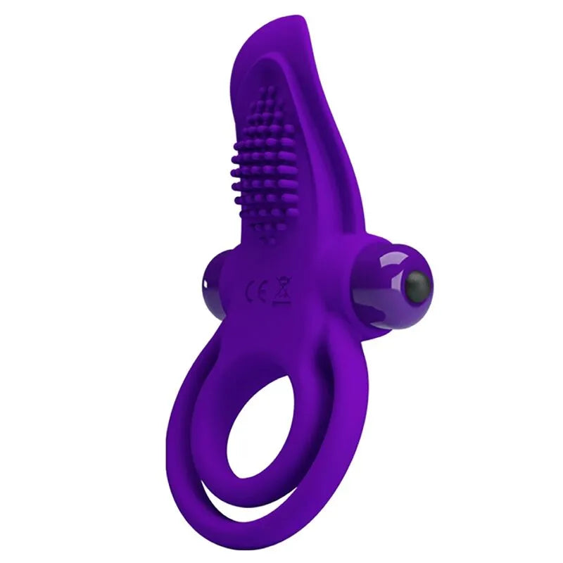 Anneau pénien vibrant silicone violet foncé 10 modes vibrations doux confortable durable sûr corps ABS pile AAA garantie 12 mois