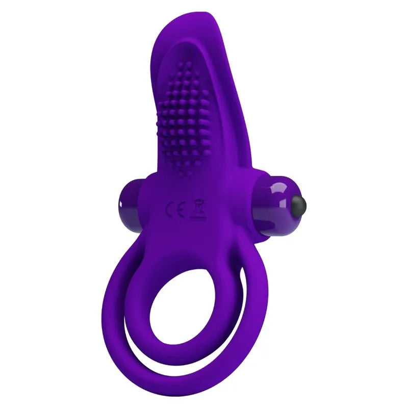 Anneau pénien vibrant violet foncé en silicone, 10 modes, design ergonomique, texture douce, durable, sûr pour le corps.