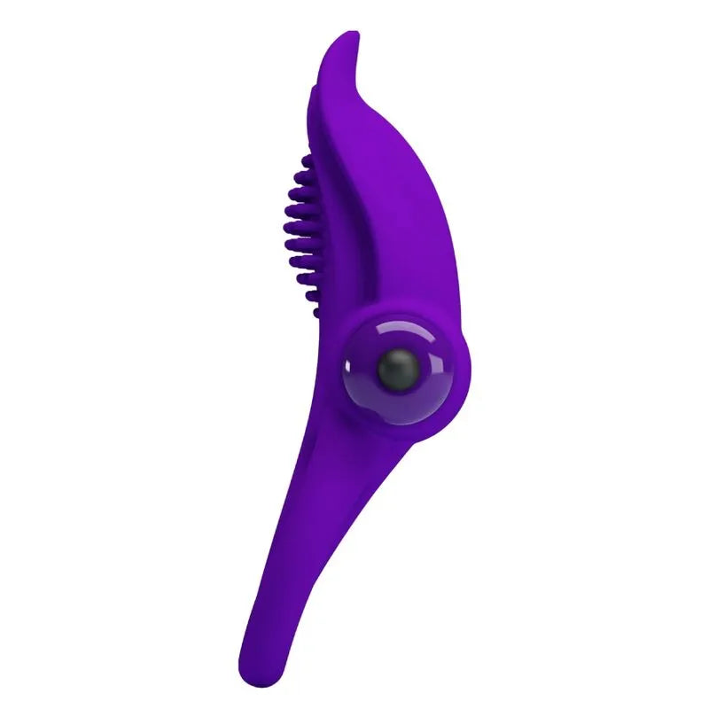 Anneau pénien vibrant violet en silicone, forme ergonomique, 10 modes de vibrations, doux et confortable.