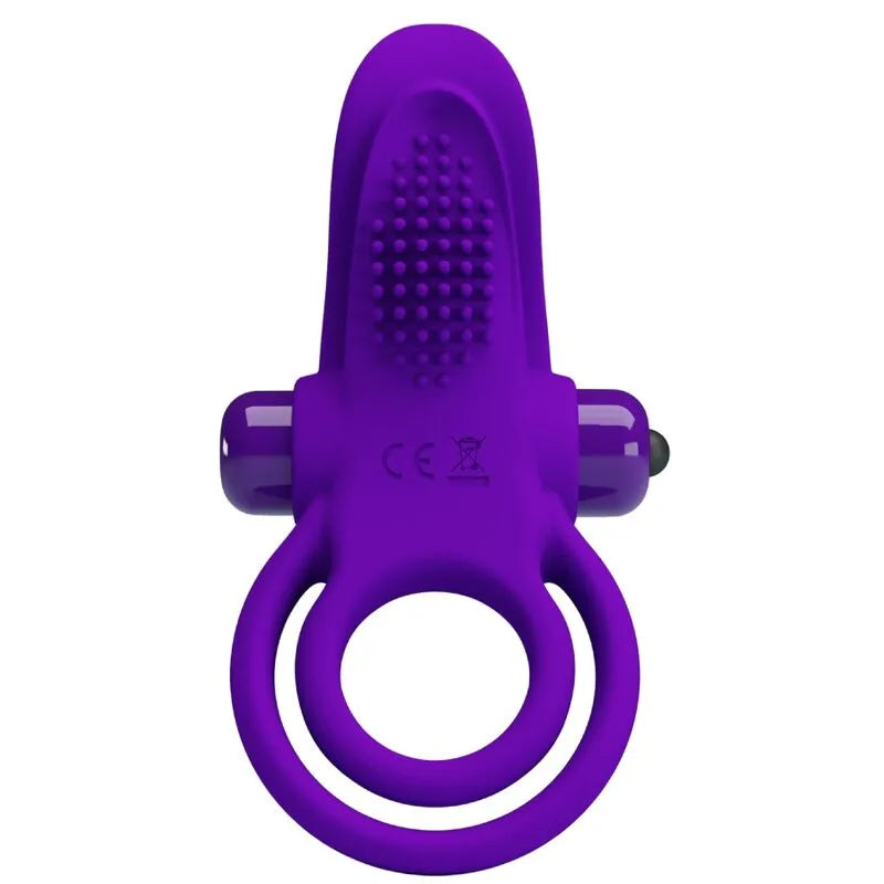 Anneau pénien vibrant violet foncé en silicone, 10 modes, texture douce, durable, confortable, pile AAA, sûr pour le corps.