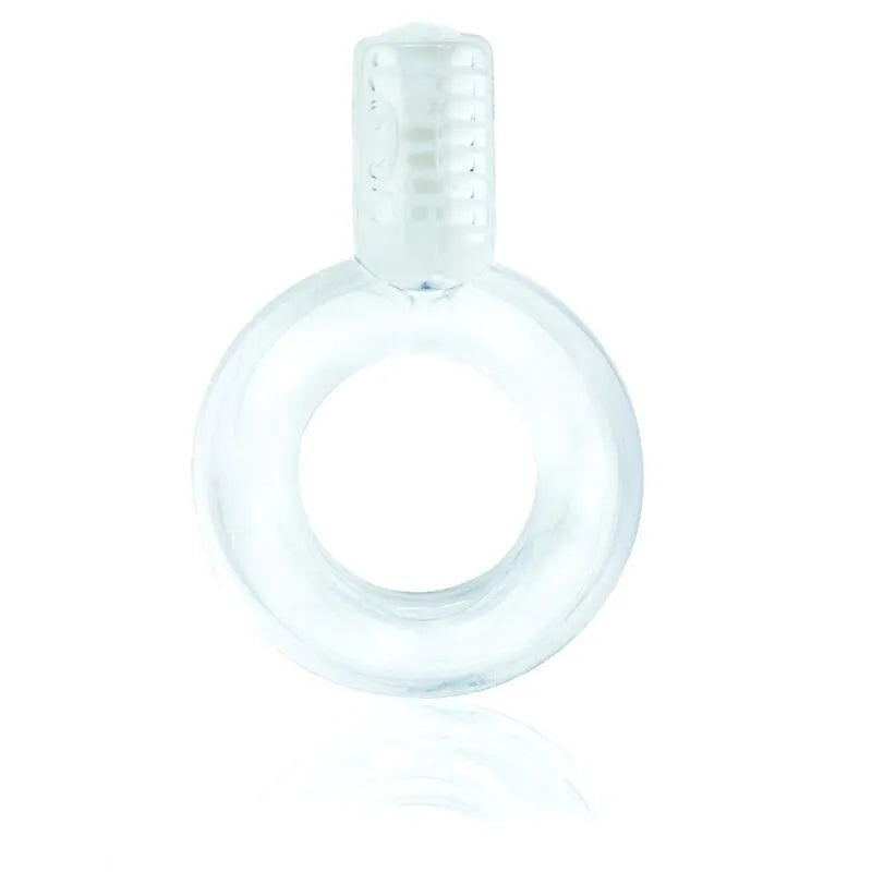 Anneau pénien vibrant en silicone transparent, extensible, avec micro moteur pour érections puissantes et vibrations inten...