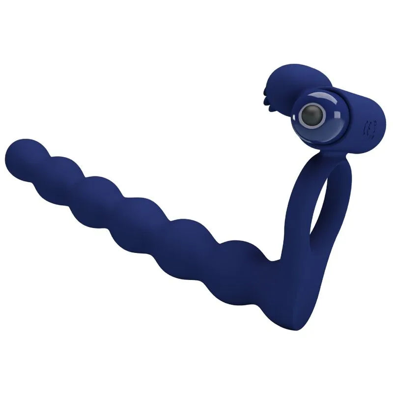 anneau pénien vibrant silicone bleu dix fonctions prolongateur érection retardateur éjaculation toucher doux confortable compact pile AAA hypoallergénique