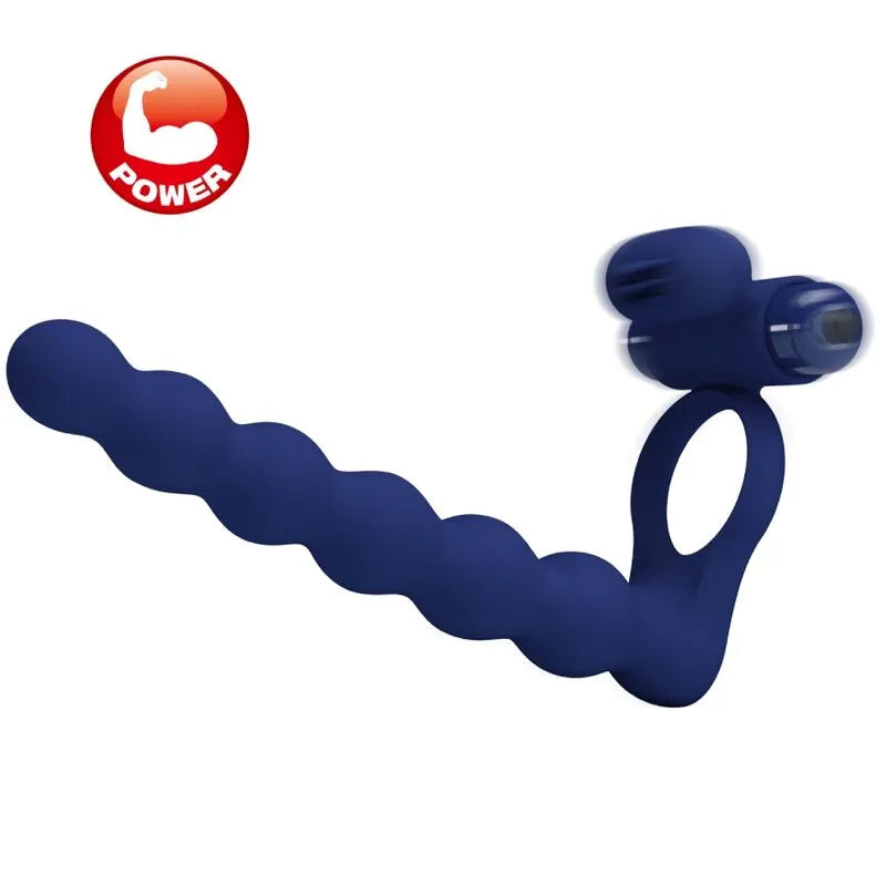 Anneau pénien vibrant bleu en silicone, 10 fonctions, forme ergonomique, finition douce, prolongateur d'érection.